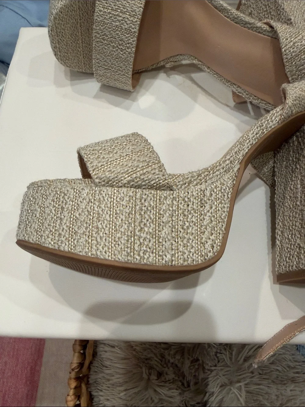 Women's Neutral Block Heel Sandals NEVER WORN
